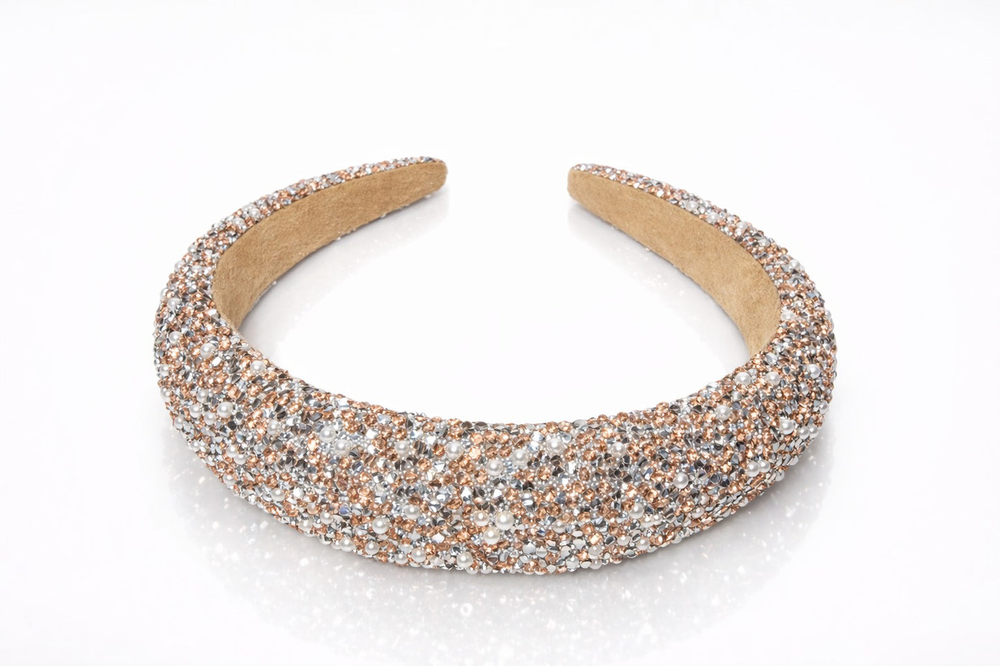 Haarreif mit Strass & Perlen – Goldene Eleganz