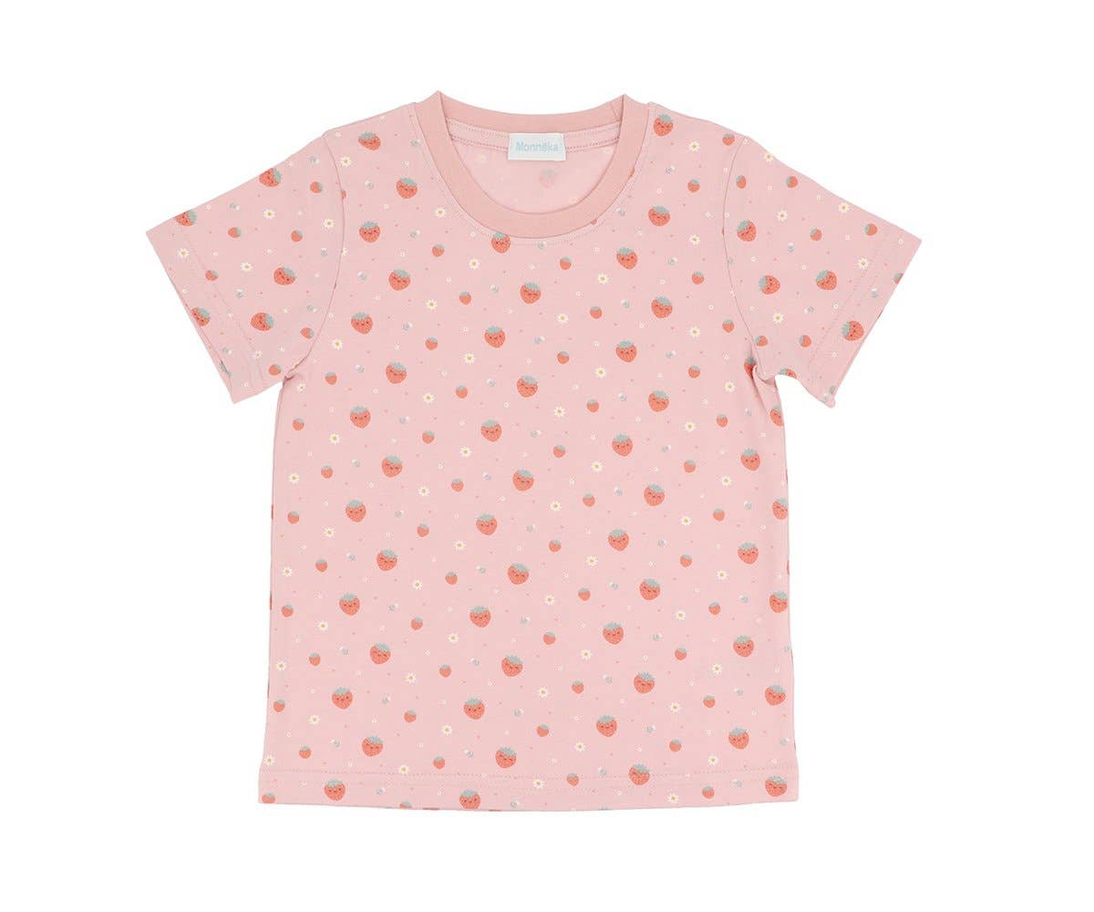 T-Shirt aus Baumwolle mit Erdbeer-Print 4 Jahre