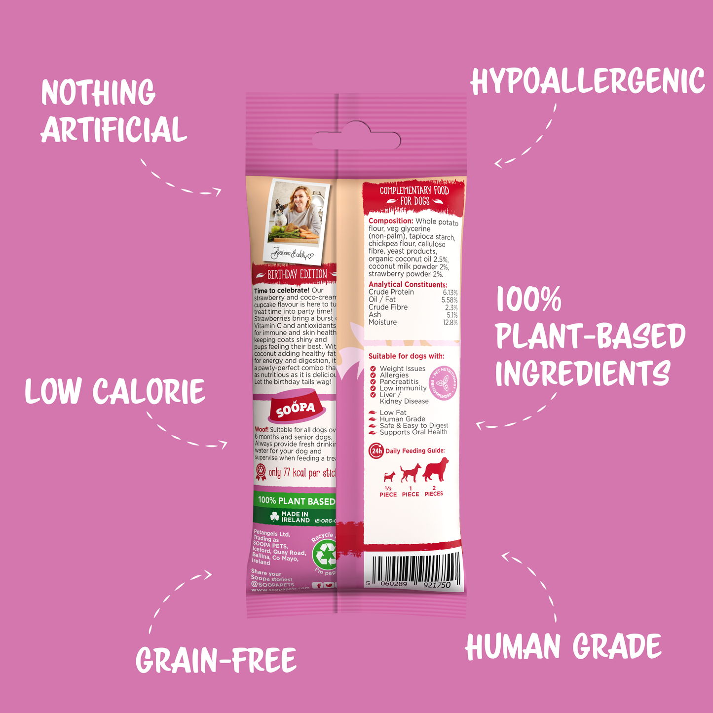 Hundesnacks mit Erdbeer &  Kokos-Creme Geschmack – Zahnpflegesticks