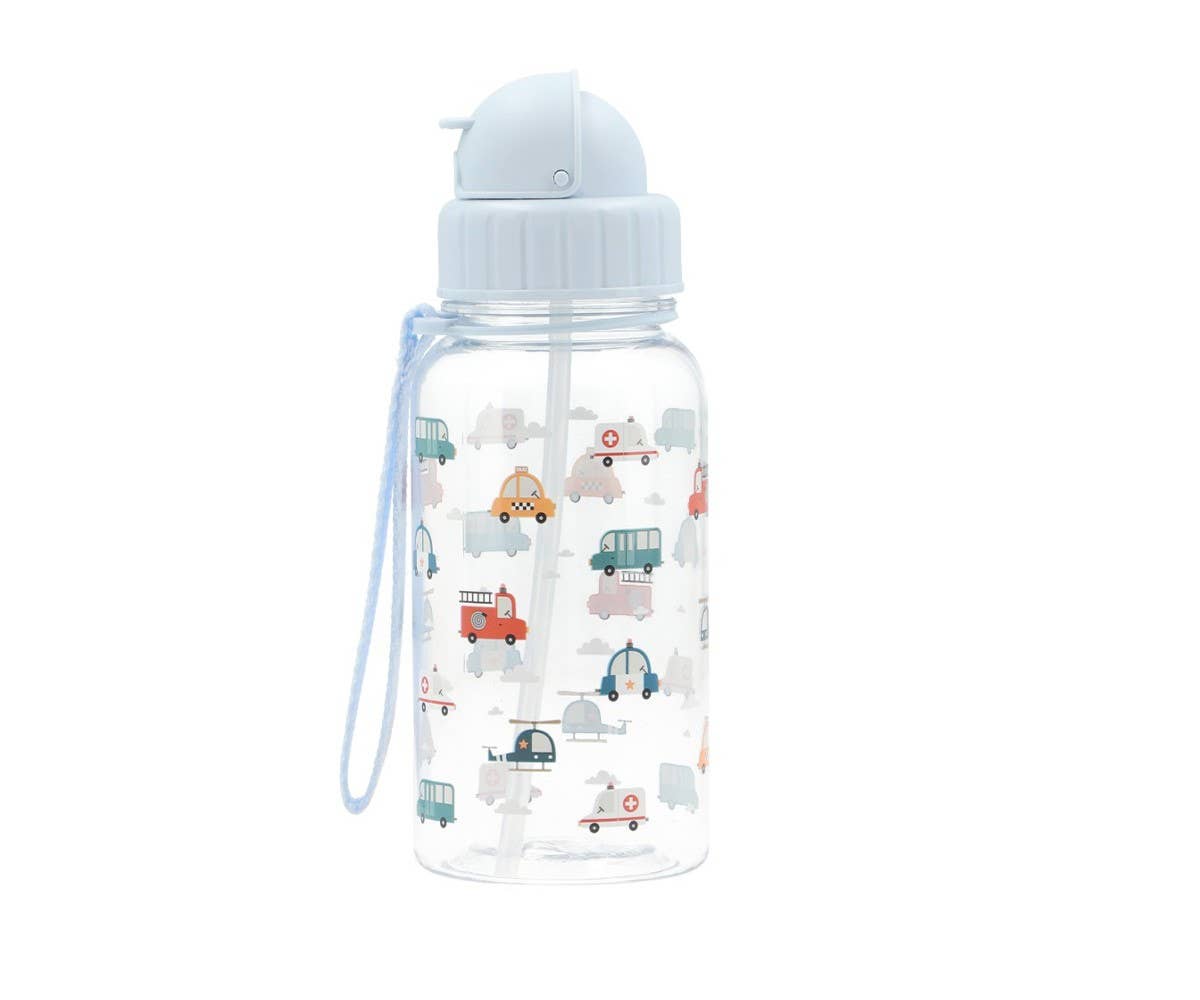 Kinder Trinkflasche aus Tritan mit Strohhalm 500 ml – City Cars von Tutete