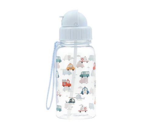 Kinder Trinkflasche aus Tritan mit Strohhalm 500 ml – City Cars von Tutete