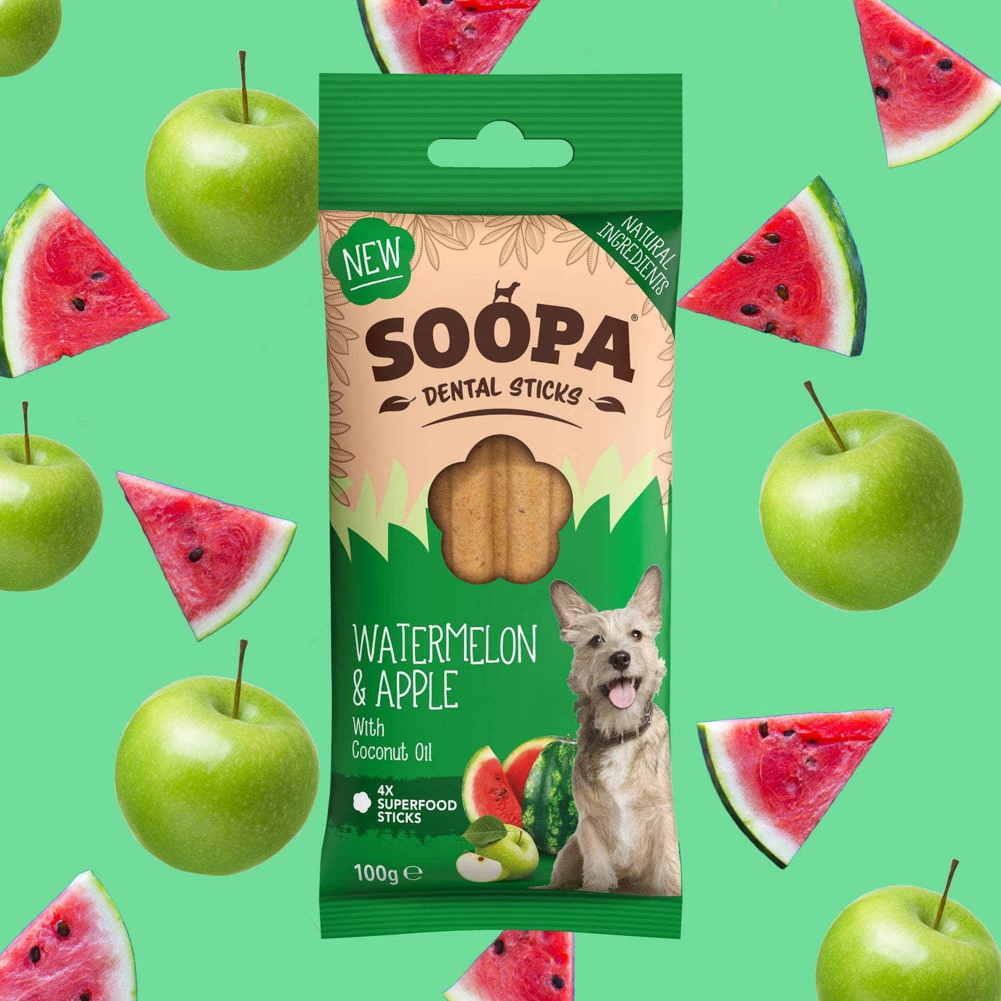 Wassermelone & Apfel-Zahnsticks für Hunde