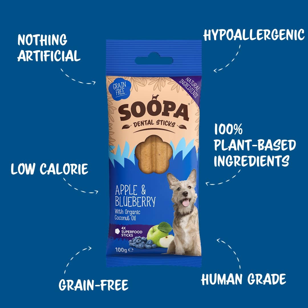 Soopa Apple & Blueberry Zahnpflegesticks für Hunde