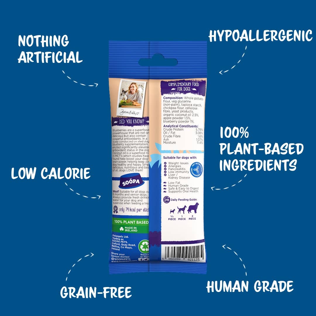 Soopa Apple & Blueberry Zahnpflegesticks für Hunde