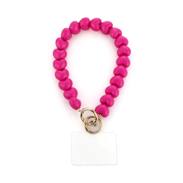 Handykette mit Herzperlen – Pink
